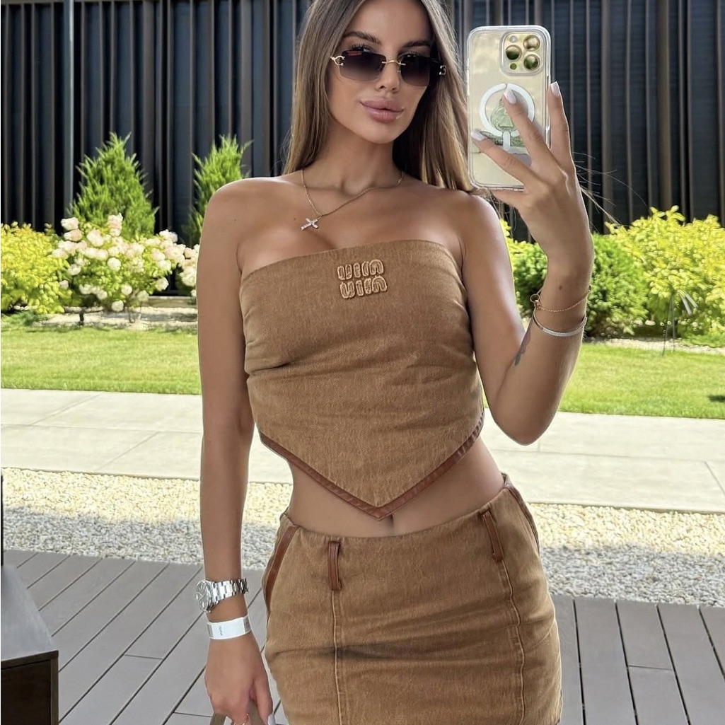 Miu Miu Suede Mini Skirt Belt High Waist Chic